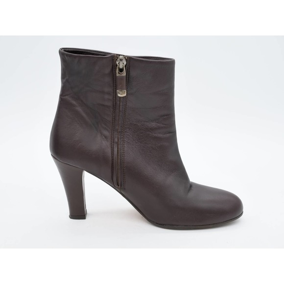 Marchez Vous Booties Womens 7.5 Brown Leather Cone Heel Zipper Ankle Boots - Picture 3 of 13